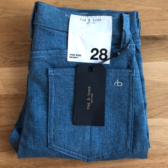 rag&bone High Rise Skinny Jeans Double Blues 6/28 - Picture 7 of 7